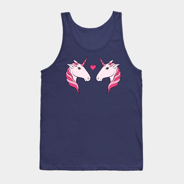 Pink Unicorn Couple Tank Top by Olooriel